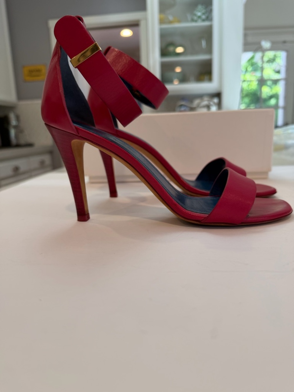 CELINE Dark Pink Leather Open-Toe Ankle-Strap Heels - GORGEOUS - Picture 7 of 11